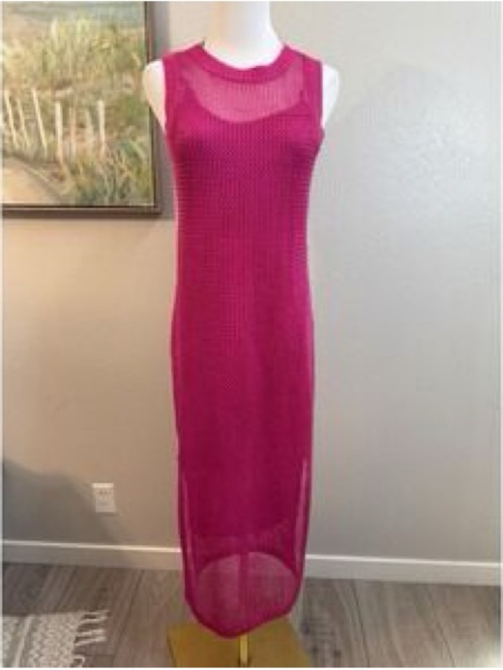 NWOT Openwork Midi Tank pink Dress from A New Day Lined Ladies SZ XL  Stretchy